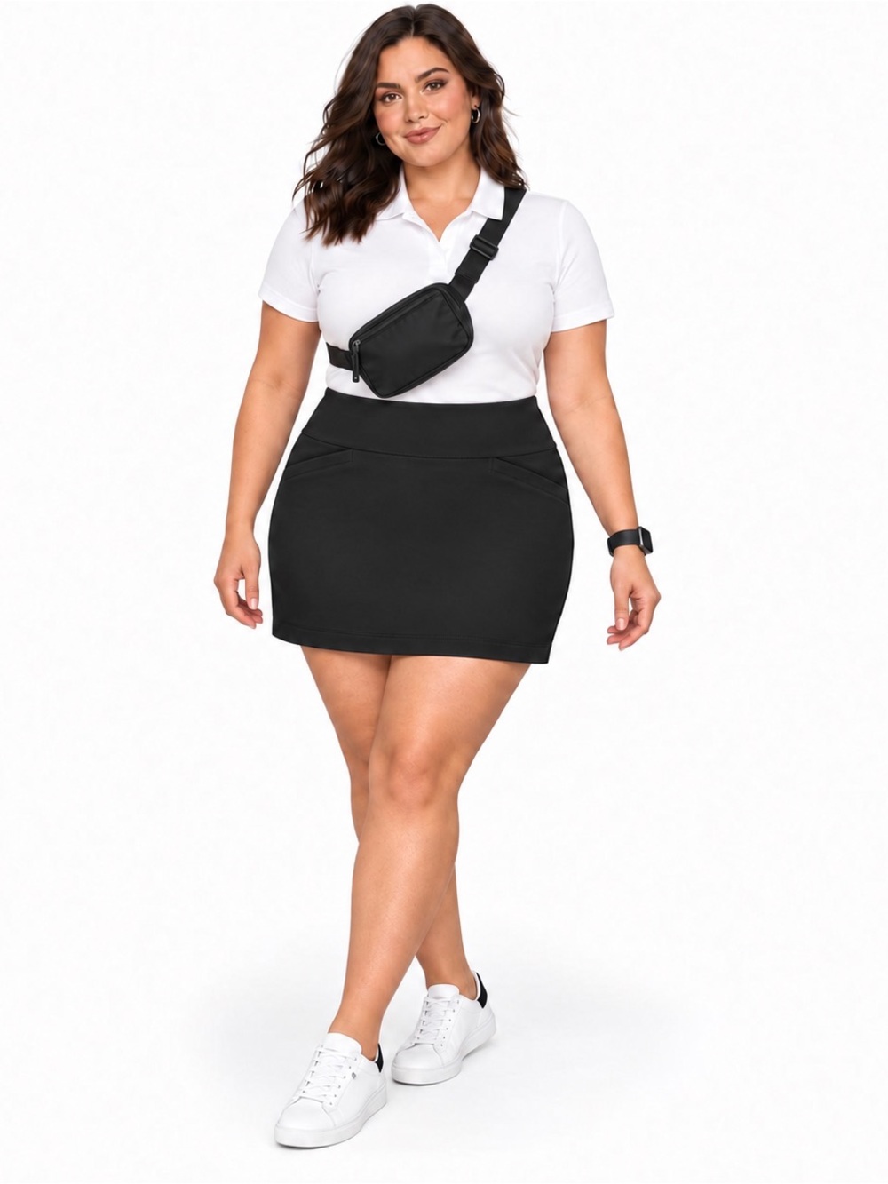 S.C. & Co. SZ XL Black Mini SKORT w/stretch, tummy control/waist 36”-42”